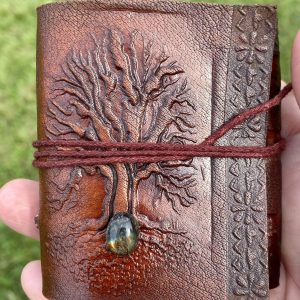 Handmade Mini Leather Journal with Gemstone