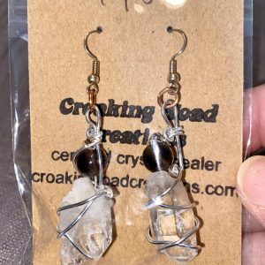 Quartz Points and Smoky Quartz Earrings